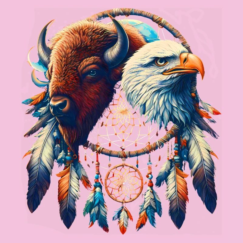 Falke und ätherisches Büffel-Mandala