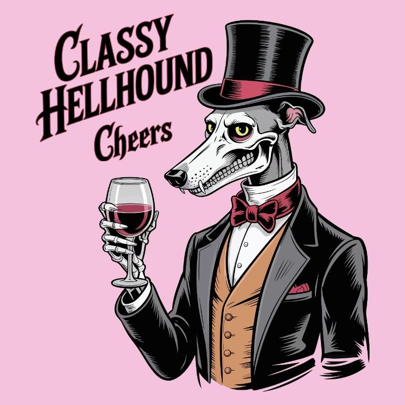 Classy Hellhound with Wine Glass