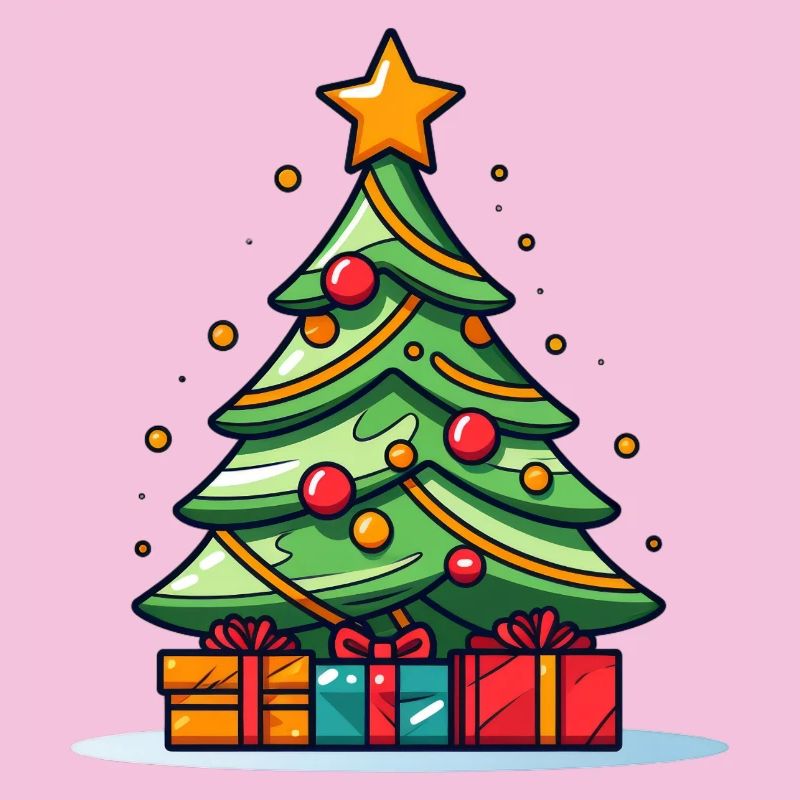 Lebendiger Weihnachtsbaum mit Geschenkpracht
