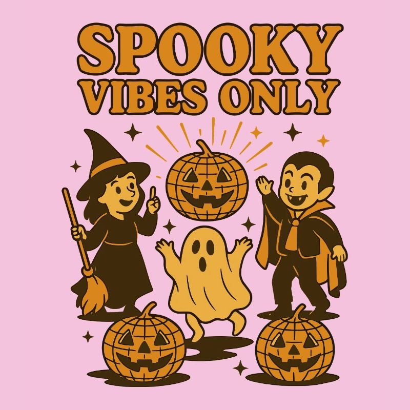 Halloween Spooky Vibes Only Pumpkin Ghost Witch