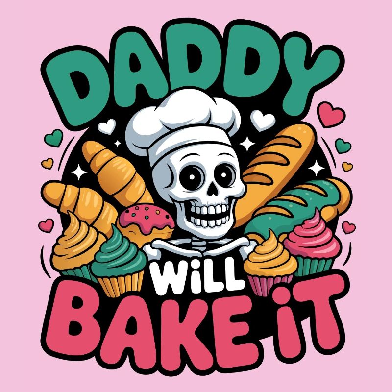 Daddy Will Bake It. Lustiges Skelett Bäcker Design