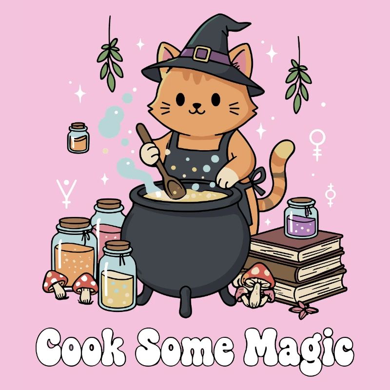 Le sorcier chat au chaudron