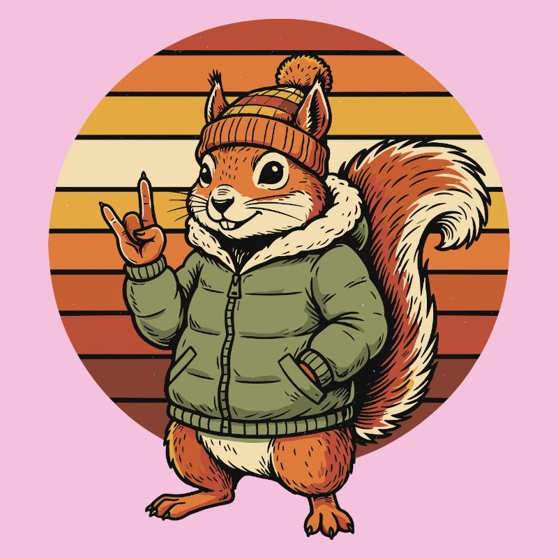 Cooles Eichhörnchen - Winter Retro Design