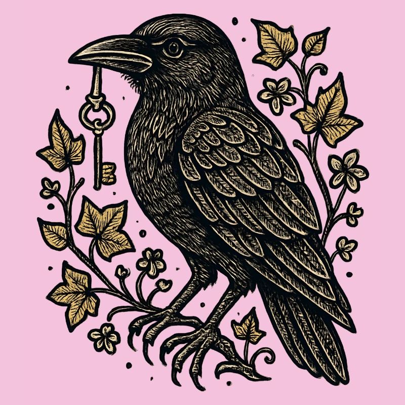 Corbeau avec une clé dans les tentacules