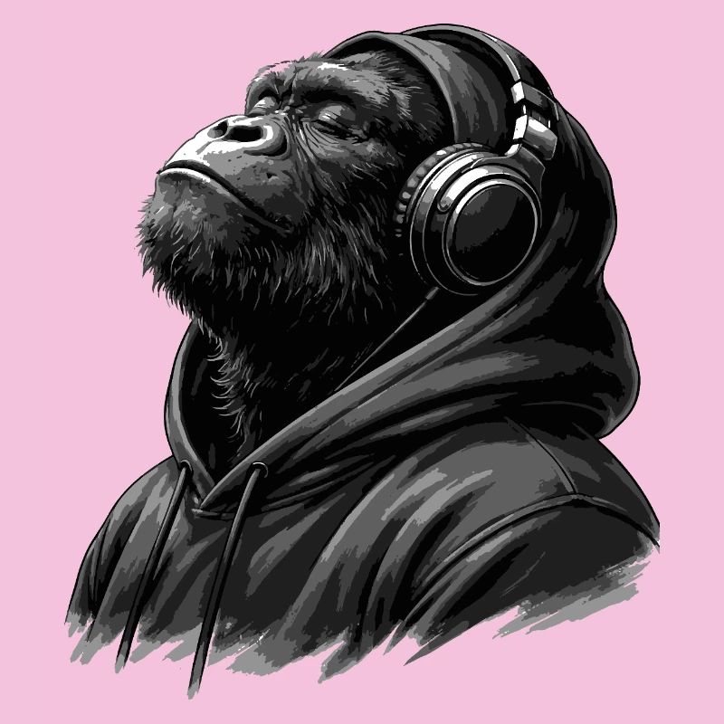 Gorilla schlägt Kapuzenpullover-Porträt