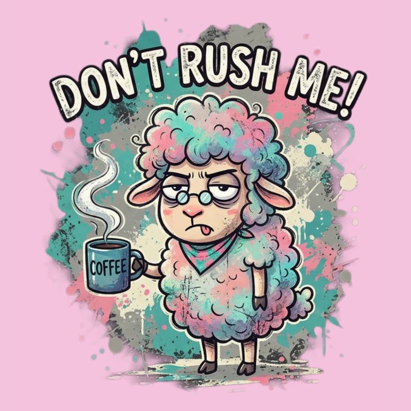 Dont Rush Me Kaffee Schaf Cartoon