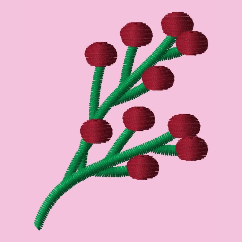 Cornelian cherry embroidered