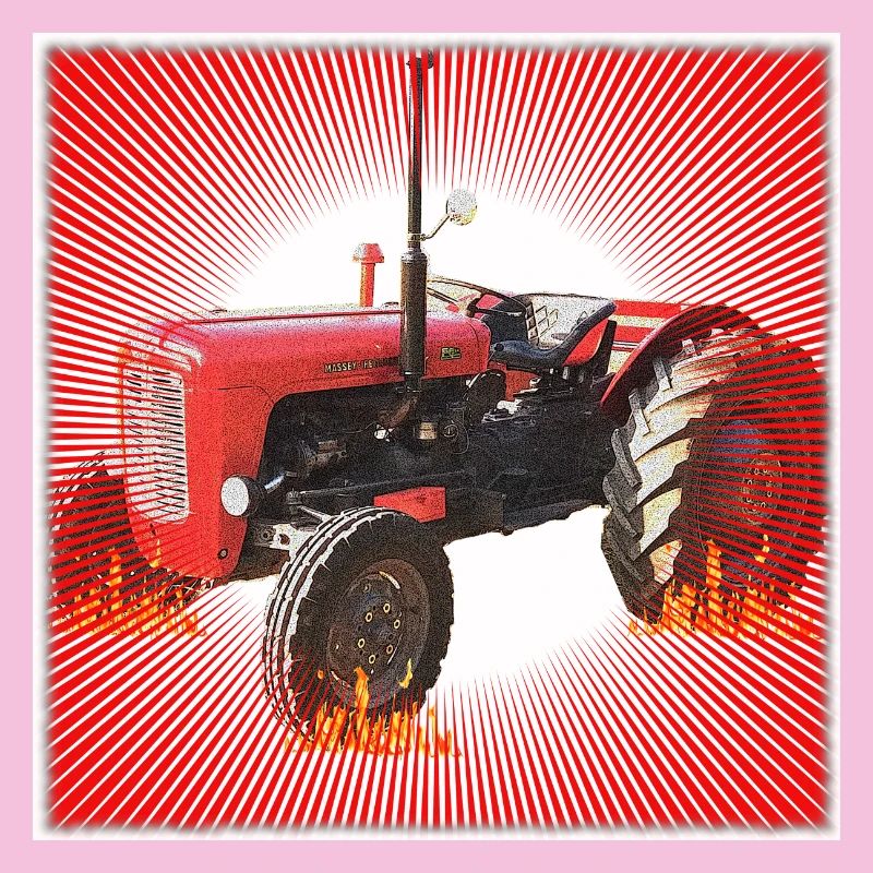 Roter Traktor mit Strahlendes Muster