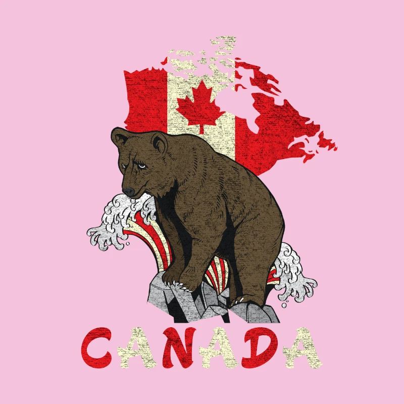 Conception d'ours du Canada avec carte et drapeau
