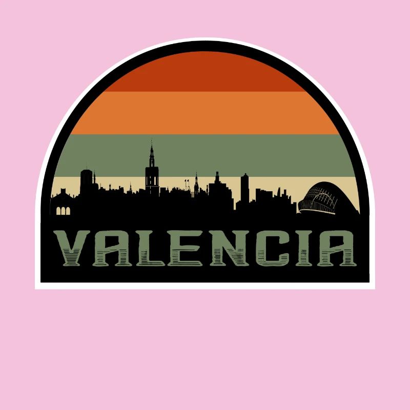 Valence Espagne Skyline Silhouette Drapeau Espagnol