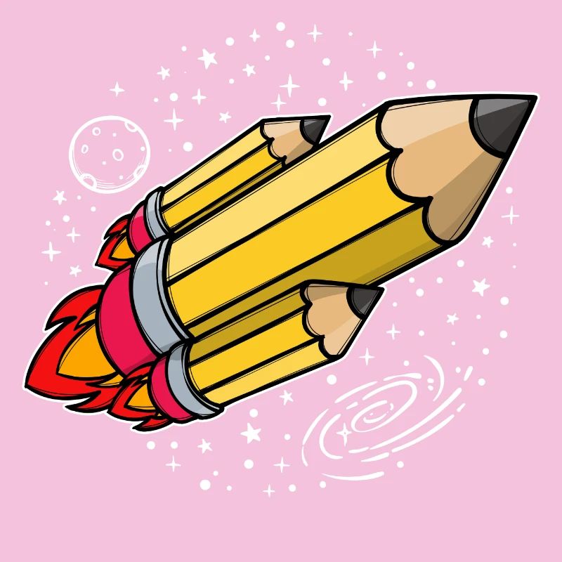 École début d’école crayon fusée lancement de l’école