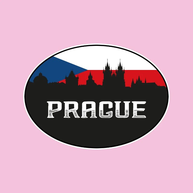 Prague Tchéquie Skyline Silhouette Drapeau tchèque