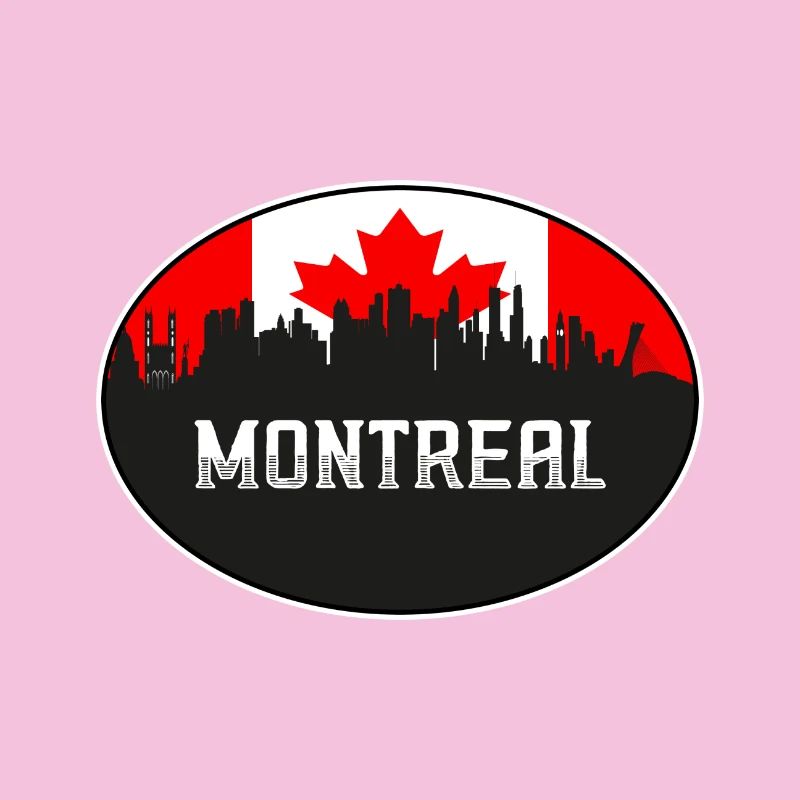 Montréal Canada Skyline Silhouette Drapeau canadien T