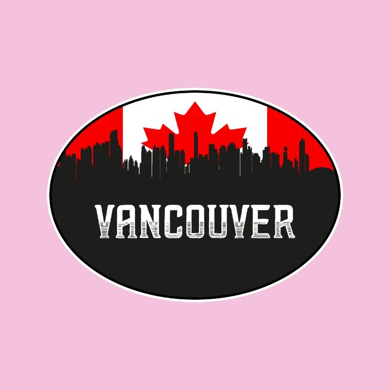 Vancouver Canada Skyline Silhouette Drapeau canadien