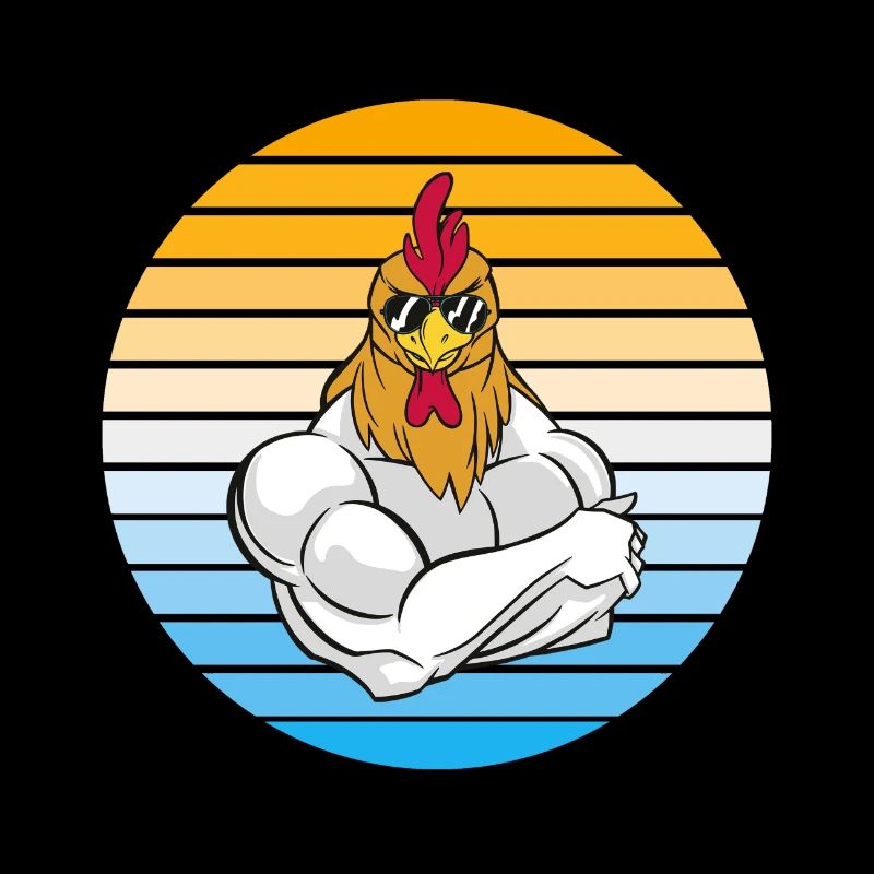 Poulet avec des lunettes de soleil cool
