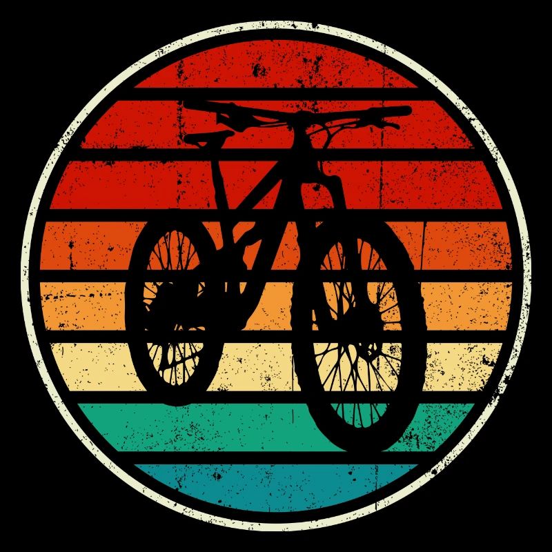 Coucher de soleil à vélo arc-en-ciel rétro