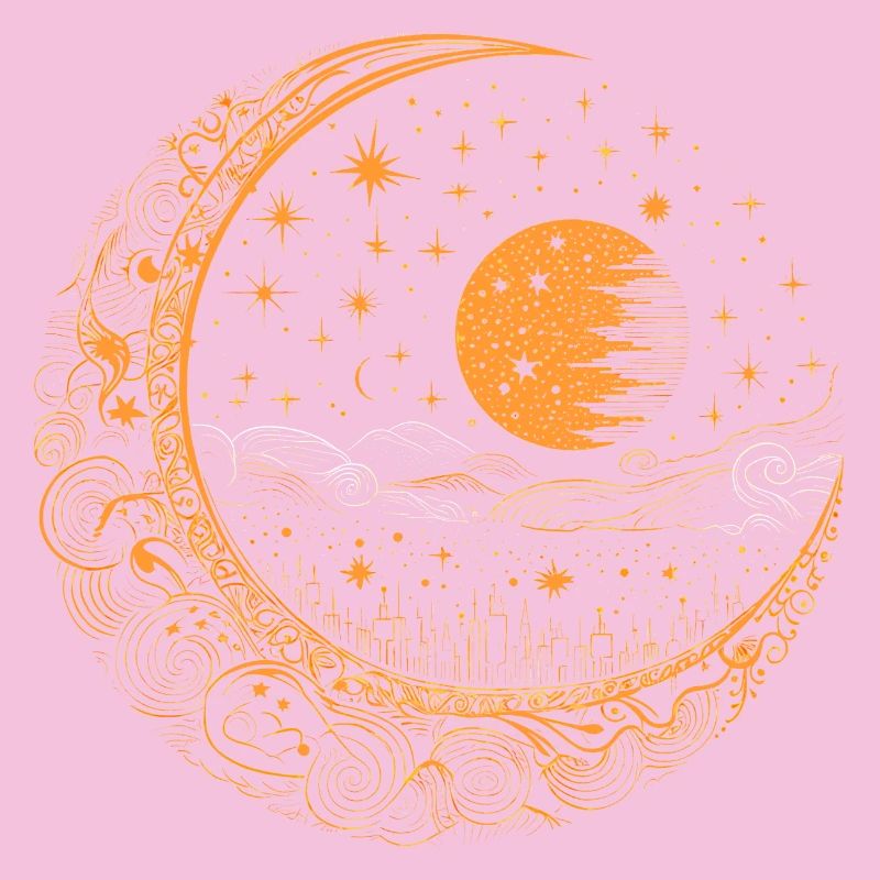 Moon with stars