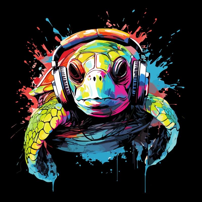 Turtle with headphones Turtles Animals