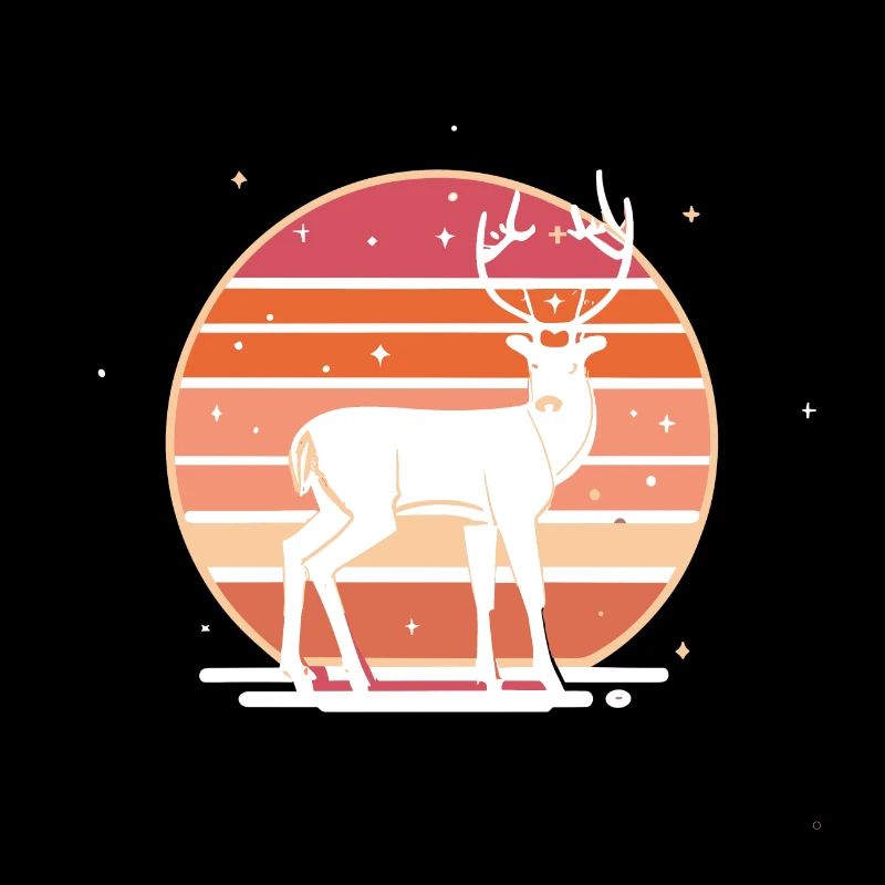 Cerf rétro du coucher du soleil
