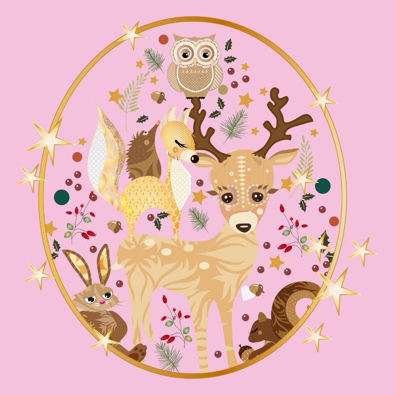 de beaux animaux de la forêt fêtent Noël ensemble