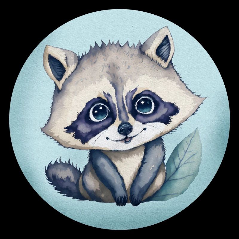 Illustration aquarelle Bébé Raton-laveur Mignon