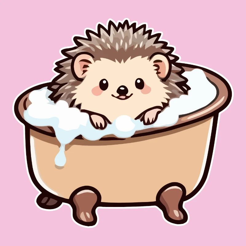 Hérisson mignon dans la baignoire