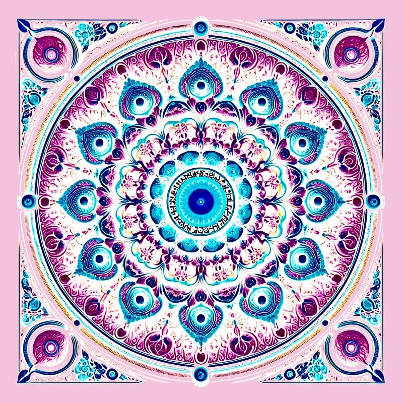 Orbitale Mandala Blau-Rosa