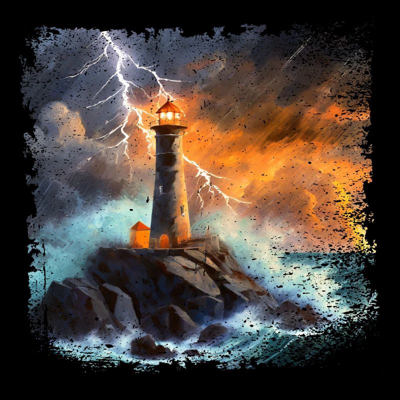 Leuchtturm der nachts auf das Meer hinausstrahlt