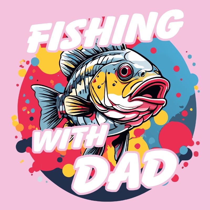 Pêche avec papa avec un design de poisson coloré