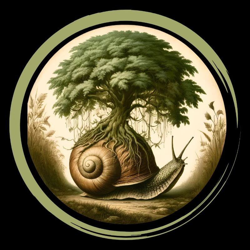 Snail with a bonsai on the snail shell