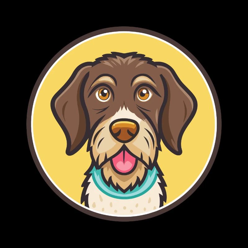 Deutsche Drahthaar Hund Rasse Karikatur Kawaii