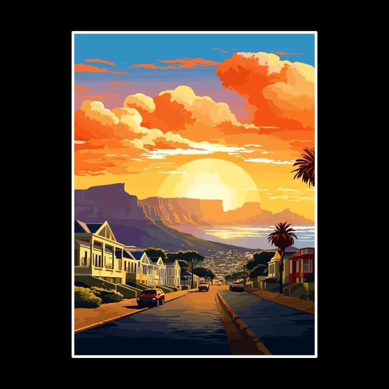 Cape Town Afrique du Sud Affiche de voyage Souvenir WPA