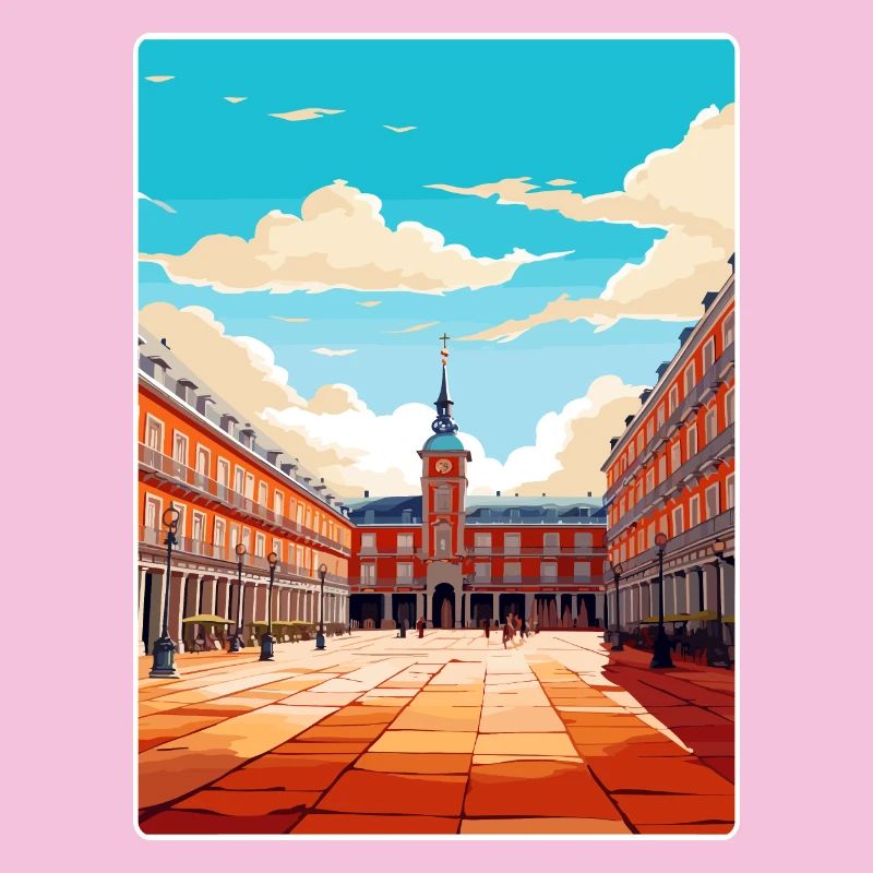 Madrid Spanien Reise Poster Souvenir Postkarte Farbe