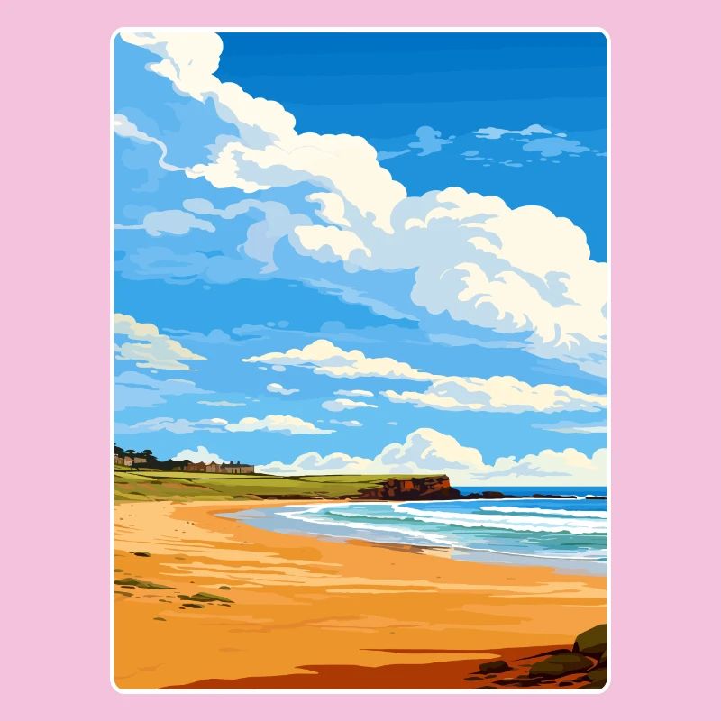 Constantine Bay, Cornouailles, Angleterre, Affiche de voyage, WPA
