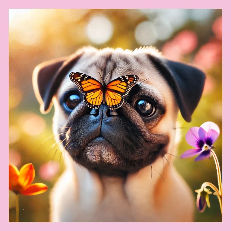 Smart dog with butterfly