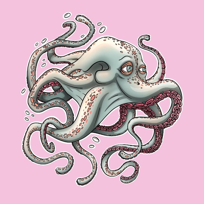 Whimsical Octopus with Dreamy Expression