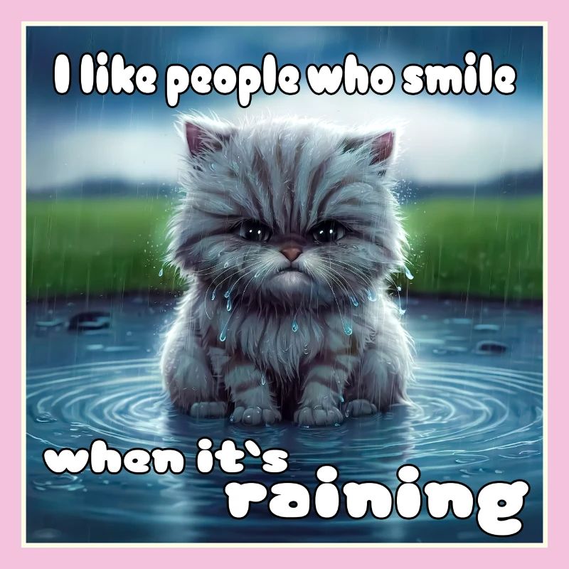 Chat sous la pluie