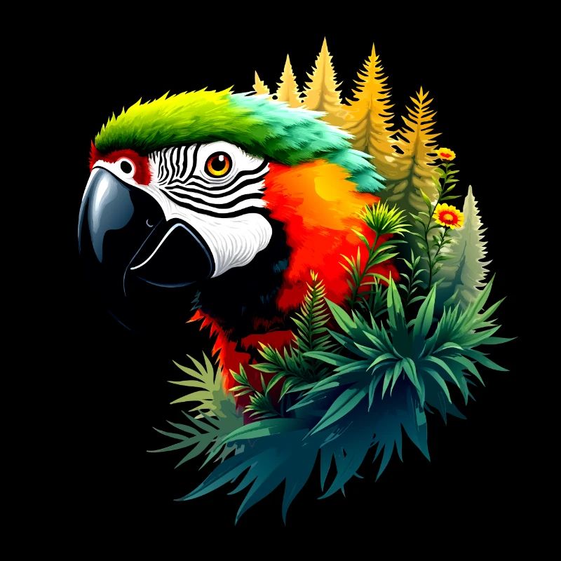 Bunter Ara und Dschungel: Exotisches und lebendiges Design