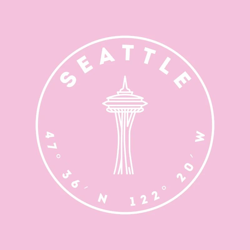 Seattle mit Space Needle und Koordinaten