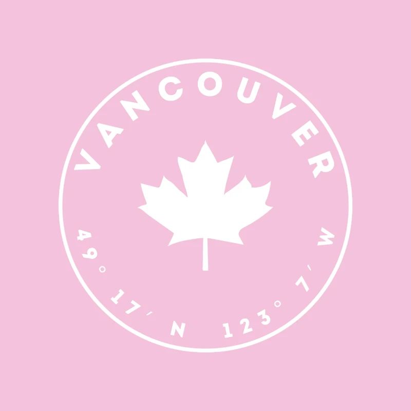 Vancouver with Maple Leaf and Coordinates
