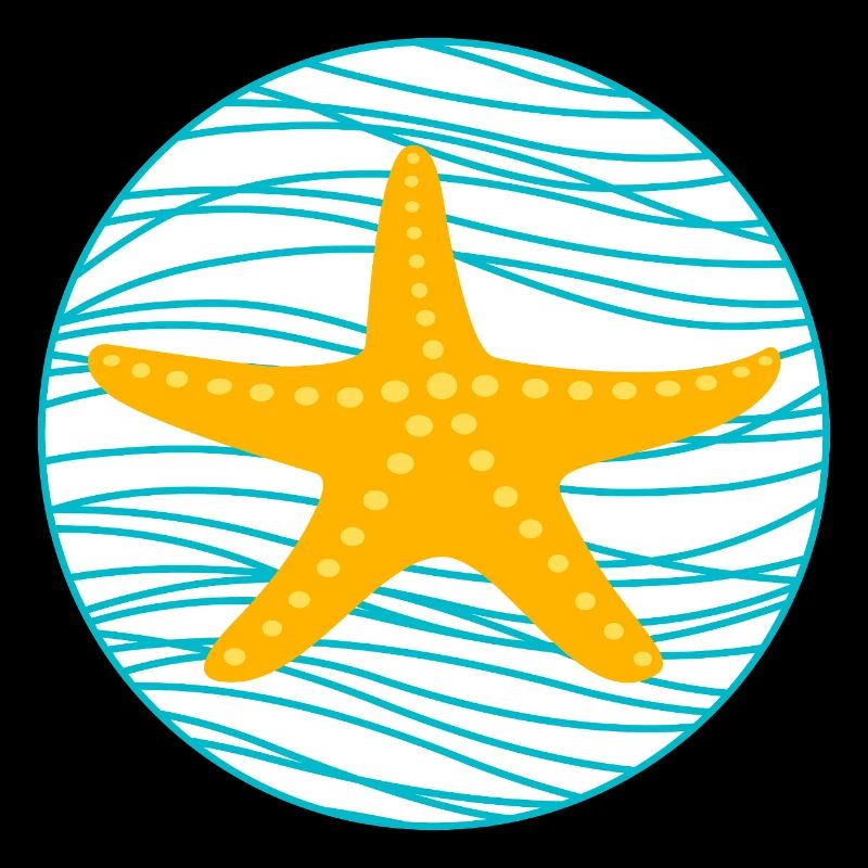 Starfish Waves Circle Lake Sea Star Maritime Comic