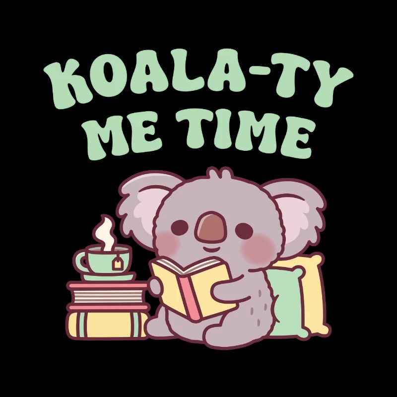 Mignon Koala Lisant Un Livre Koala-ty Me Time Pun