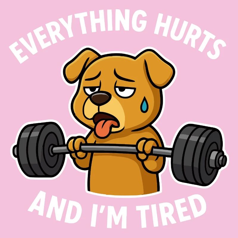 Exhausted Dog Lifting Weights