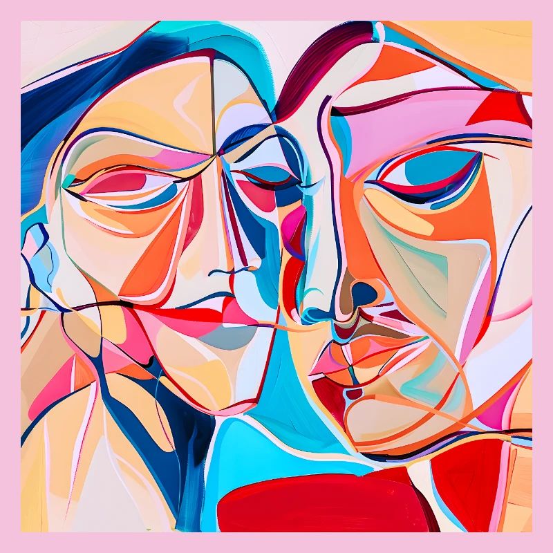 Portrait Abstrait Coloré Expressionniste