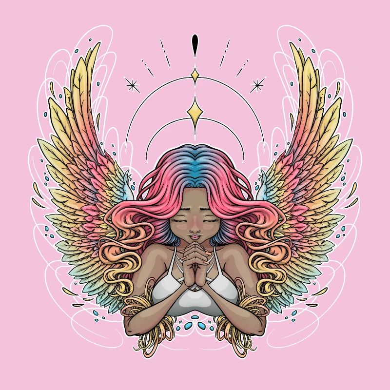 Serene Winged Dreamer Illustration