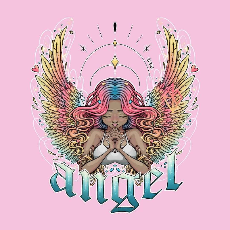 Ange céleste aux ailes multicolores