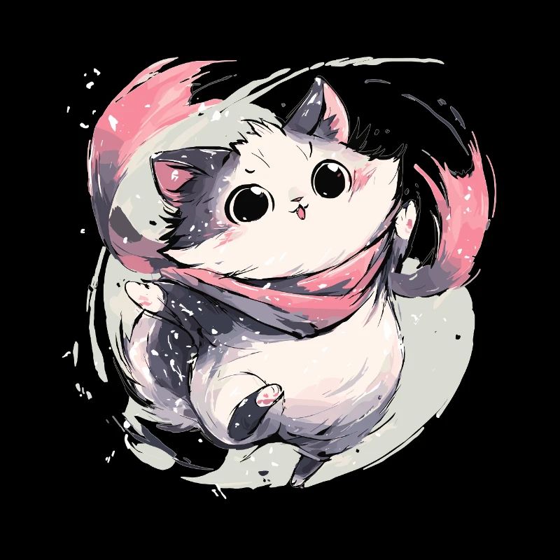 Chaton câlin avec écharpe rose