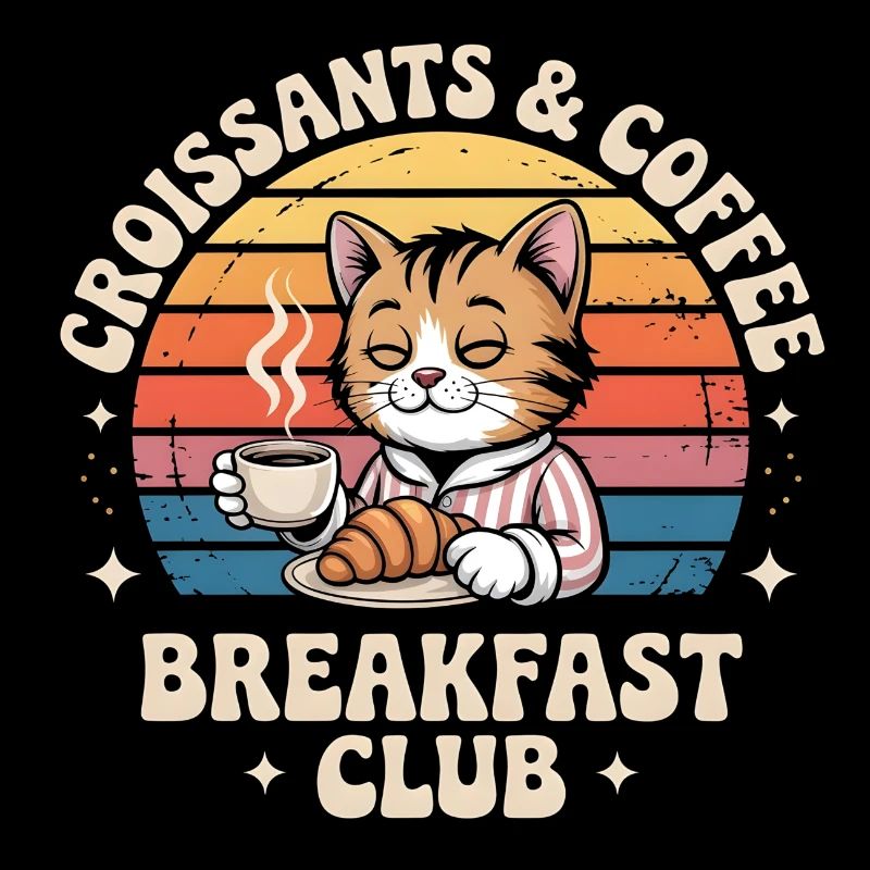 Cat Retro Coffee Breakfast