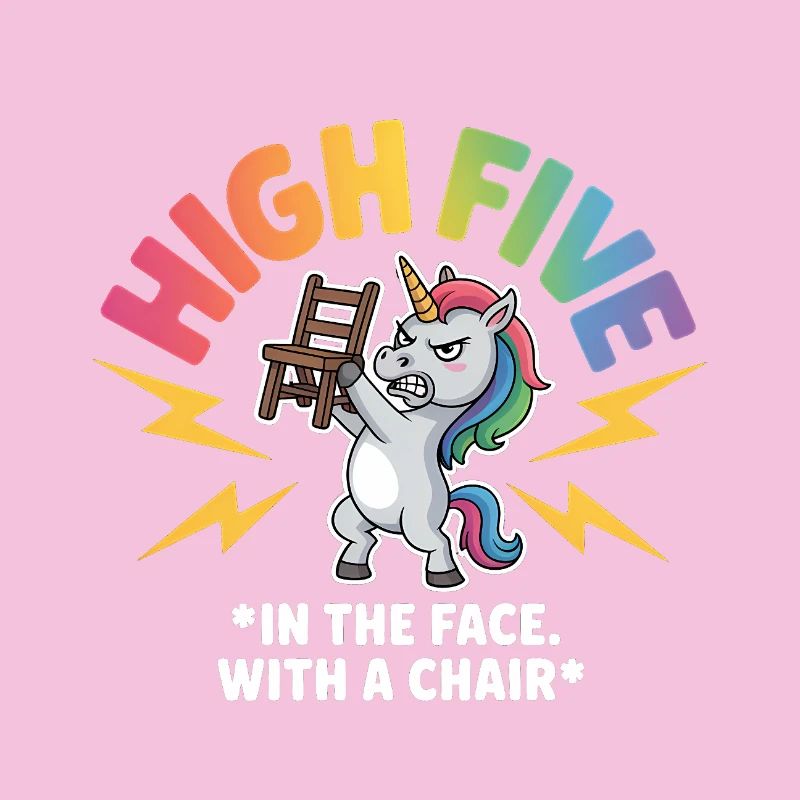 High Five mit einem Stuhl im Gesicht - Funny Unicorn