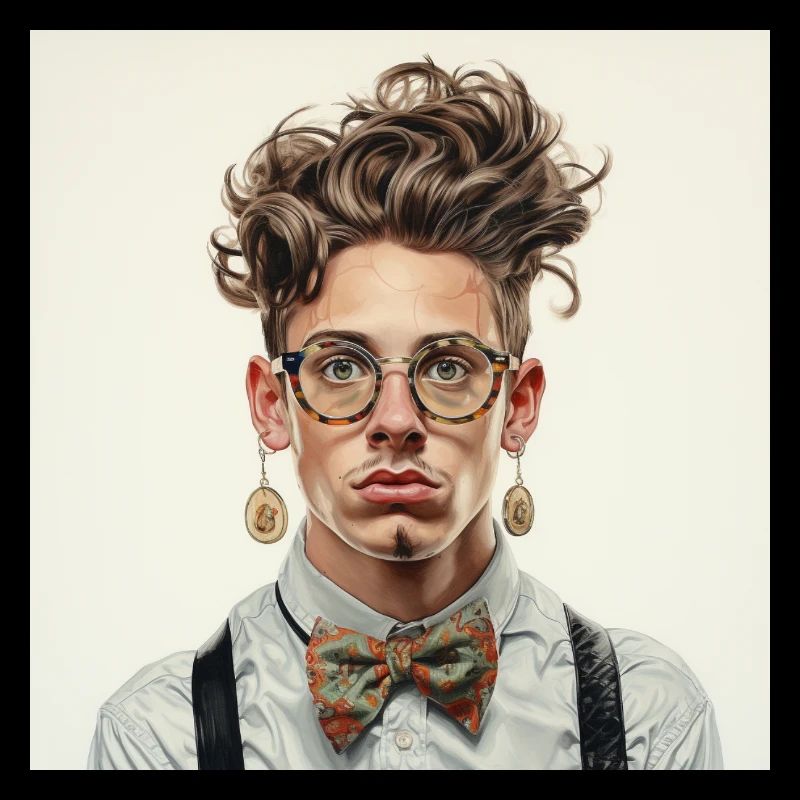 Portrait de nerd vintage avec lunettes papillon